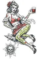 zombie pin up girl tattoo design idea