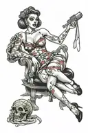 zombie pin up girl tattoo design idea