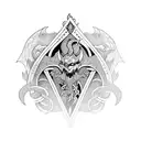 Ace of Spades with dragons and vikings tattoo design idea