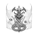 Ace of Spades with dragons and vikings tattoo design idea