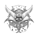 Ace of Spades with dragons and vikings tattoo design idea
