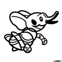 baby elephant and bubble bee fine lines outline tattoo design idea