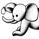 baby elephant and bubble bee fine lines outline tattoo design idea