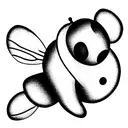 baby elephant and bubble bee fine lines outline tattoo design idea