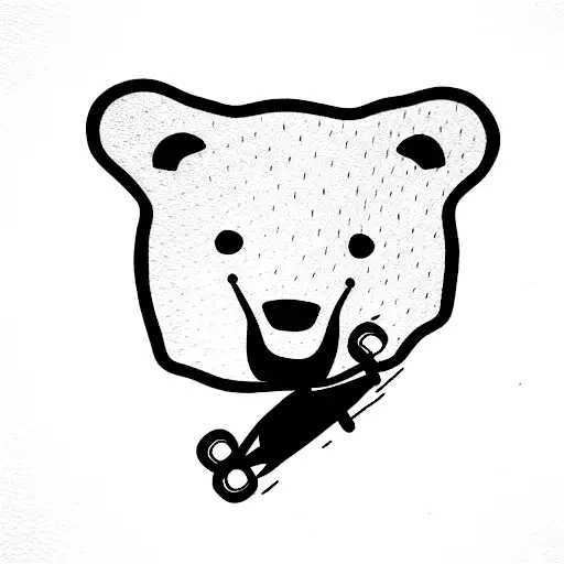 un oso ted montando skate pero el oso se de ve ver contento  tattoo design idea