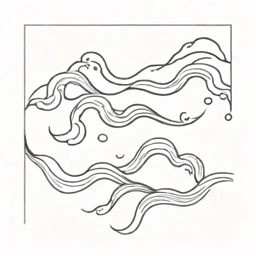 four tidal waves tattoo design idea