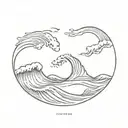 four tidal waves tattoo design idea