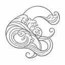 four tidal waves tattoo design idea