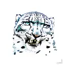 snow leopard biting tail tattoo design idea