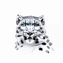 snow leopard biting tail tattoo design idea