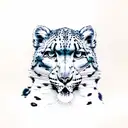 snow leopard biting tail tattoo design idea
