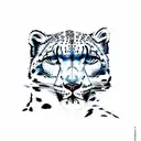 snow leopard in river with reflection tattoo design idea