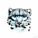 snow leopard in river with reflection tattoo design idea