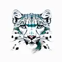 snow leopard in river with reflection tattoo design idea