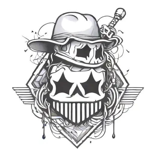 A tattoo design combining Avicii and Marshmello's iconic logos into a unique music-inspired piece tattoo design idea