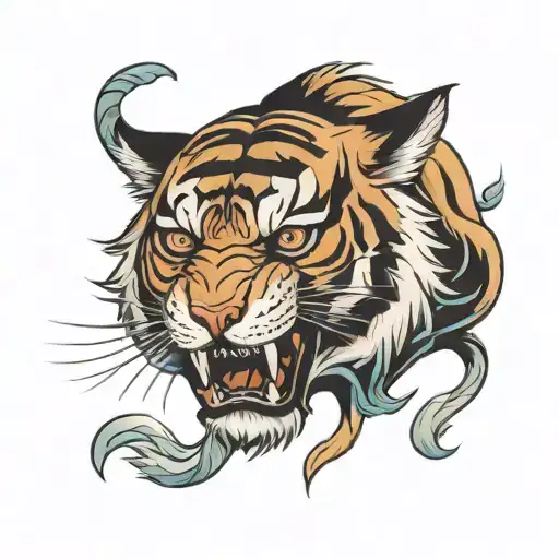 Irezumi tiger head tattoo design idea
