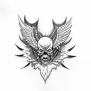 Raven feathers transforming into demon skulls tattoo design idea