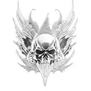 Raven feathers transforming into demon skulls tattoo design idea