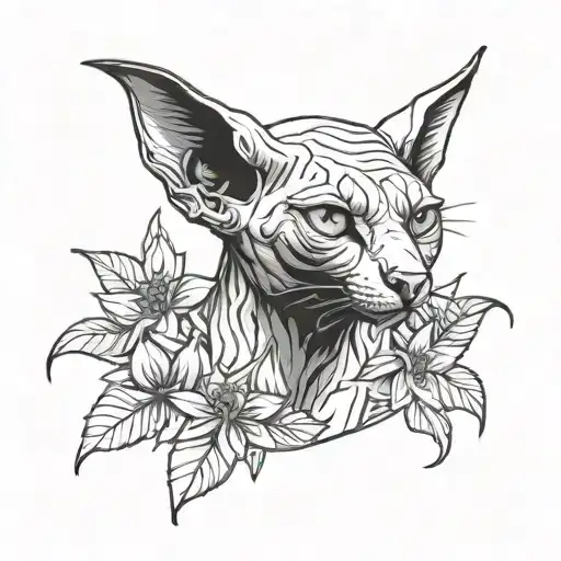 sphinx cat smoking weed  tattoo design idea