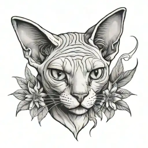 sphinx cat smoking weed  tattoo design idea