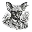 sphinx cat smoking a cigar tattoo design idea