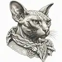 sphinx cat smoking a cigar tattoo design idea