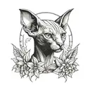sphinx cat smoking weed  tattoo design idea