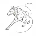 wolf and man jumping taking leap of faith  tattoo design idea