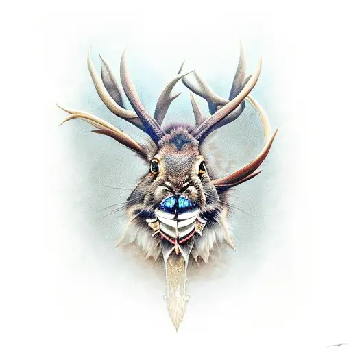 jackalope snarling tattoo design idea
