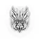 Jackalope snarling tattoo design idea