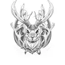 Jackalope snarling tattoo design idea