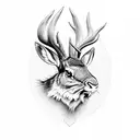 Incorporate the jackalope into a blackwork tattoo depicting a scene from a famous cryptozoology sighting tattoo design idea