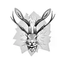 Incorporate the jackalope into a blackwork tattoo depicting a scene from a famous cryptozoology sighting tattoo design idea