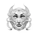 Face with two sides tattoo design idea