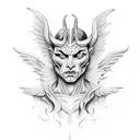 Demon and angel face tattoo design idea