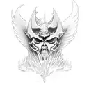 Demon and angel face tattoo design idea