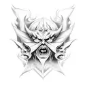 Demon and angel face tattoo design idea