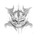 Demon and angel face tattoo design idea