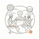 Earth, Mars, orange river, friends, aliens are sitting. tattoo design idea