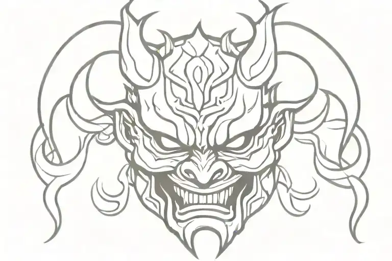 oni demon mask tattoo design idea