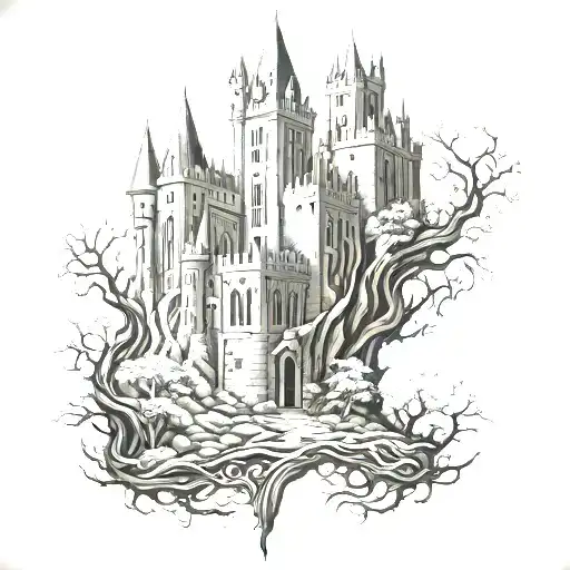gothic castles tattoo design idea