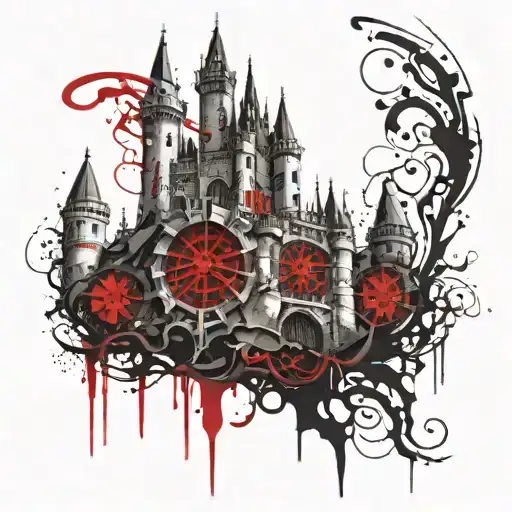 gothic castles tattoo design idea
