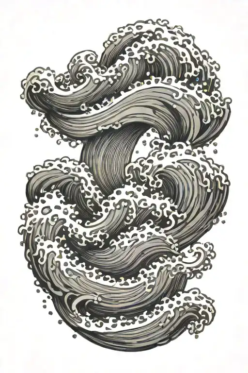 Water waves forming the shape tattoo design idea