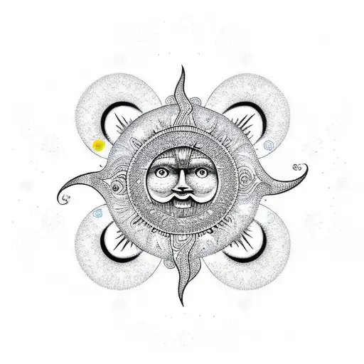 sun and moon mandala tattoo design idea