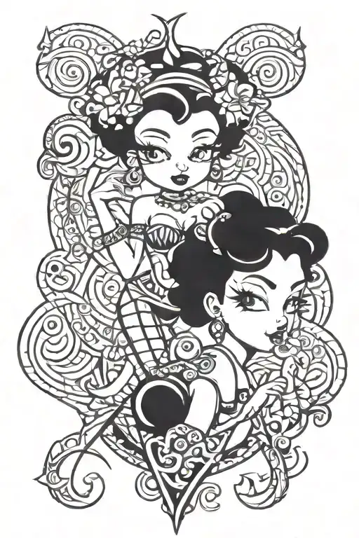 betty boop in lingerie tattoo design idea