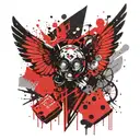 wings and dices tattoo design idea