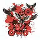 wings and dices tattoo design idea