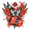 wings and dices tattoo design idea