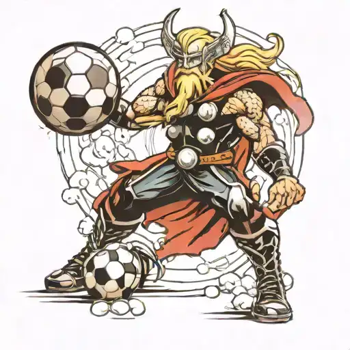 thor and soccer ball tattoo design idea