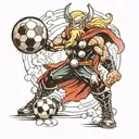 thor and soccer ball tattoo design idea